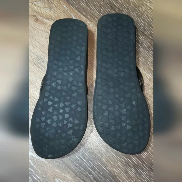 Brighton Sandals Flip flops Rubber Black Bow Rhinestone Silver Accent. Sz 9 - Picture 5 of 6